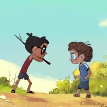 שני ילדים כועסים אחד על השני