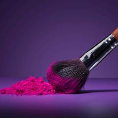 אילוסטרציה: מברשת איפור ואבקה על רקע סגול