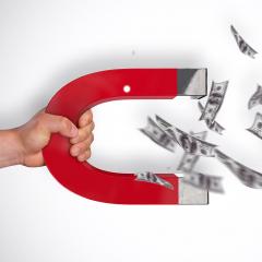 אילוסטרצייה מגנט מושך כסף