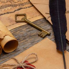 עץ נוצה עם תעודות ישנות