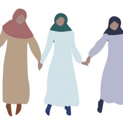 ציור של נשים ערביות אוחזות ידיים