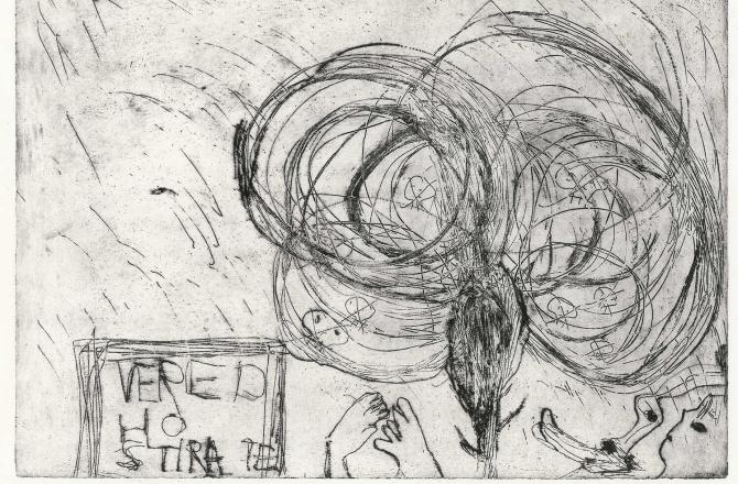 מלאך מתכופף ותחריט ר.ו.ע